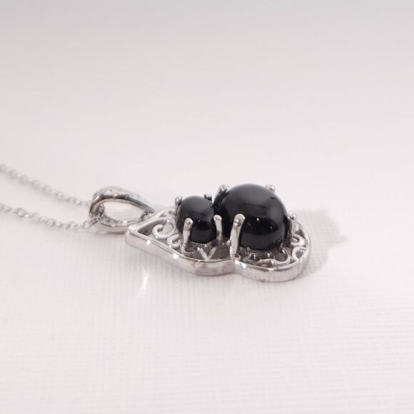 Australian Black Tourmaline Pendant Necklace Sterling Silver - Picture 6 of 12